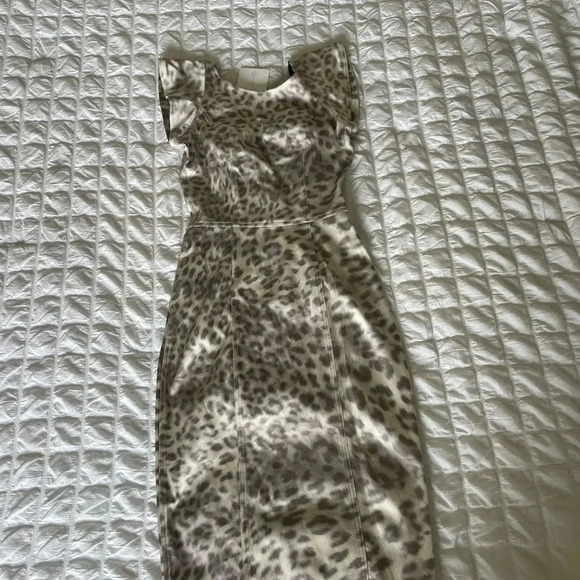 Alexis metallic leopard ruffle midi dress - Picture 2 of 11